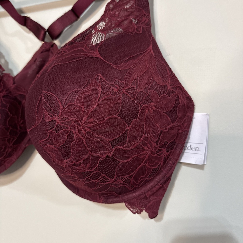 NWT Auden Red Laced Push-Up Plunge Coverage Underwire Bra Size 44D - Picture 3 of 7